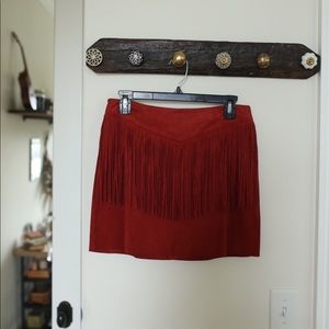 Fringe Suede Mini Skirt